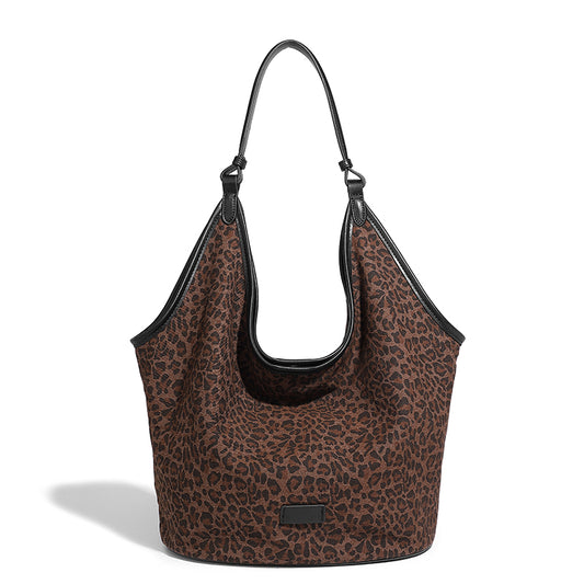 【LEAH】Large capacity leopard tote bag