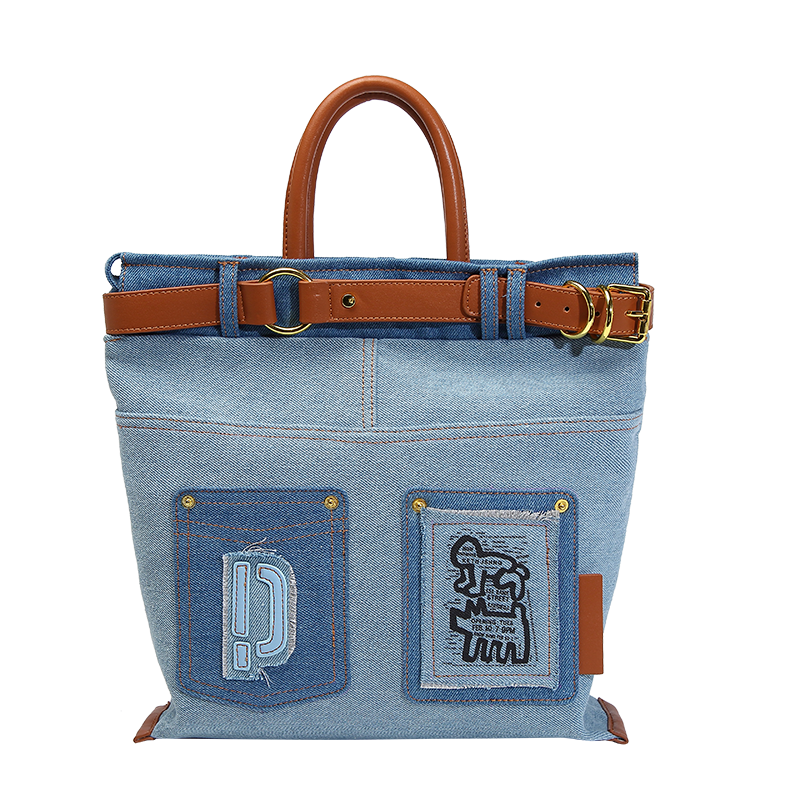 【Leah】Fashion Meets Art: Denim Graffiti Tote Bag