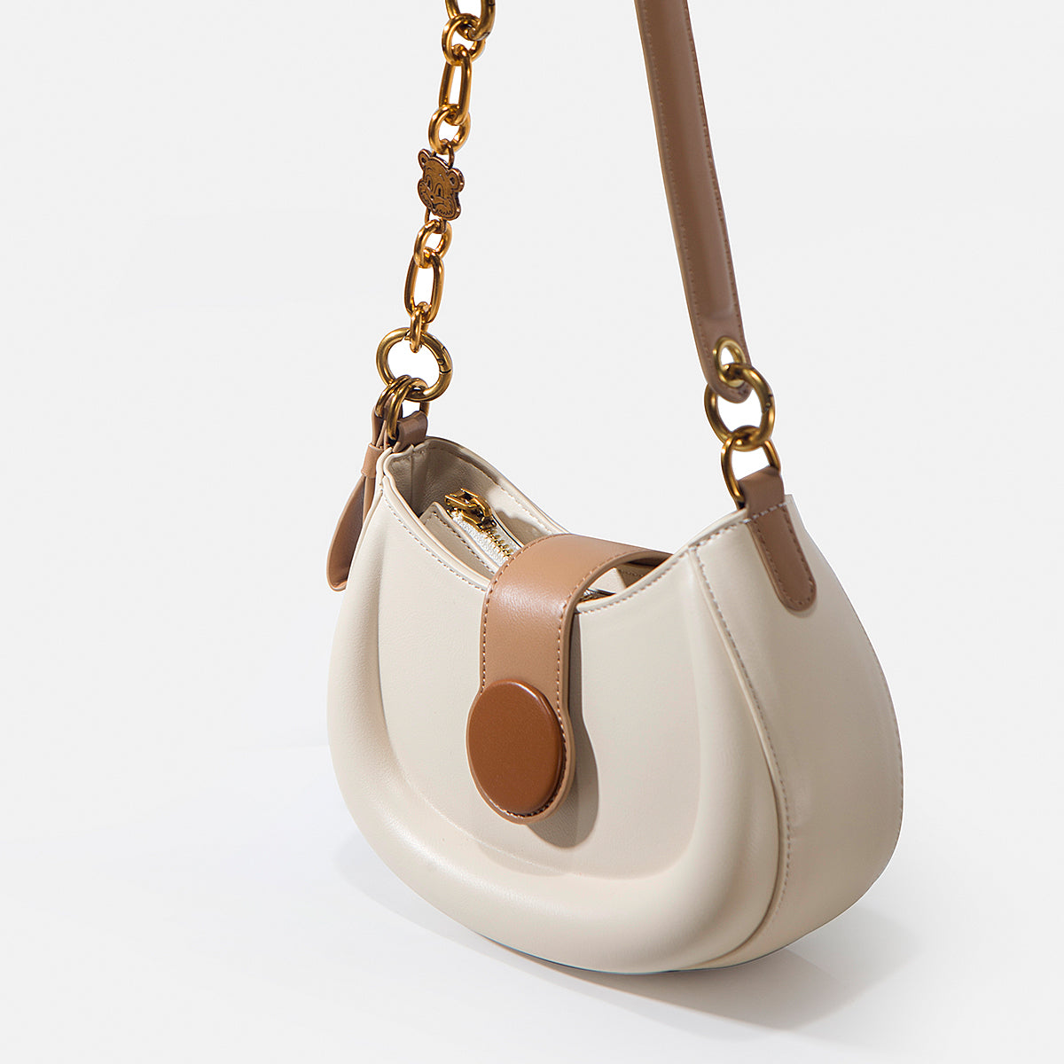 【Leah】Versatile Design: White Shoulder Saddle Bag