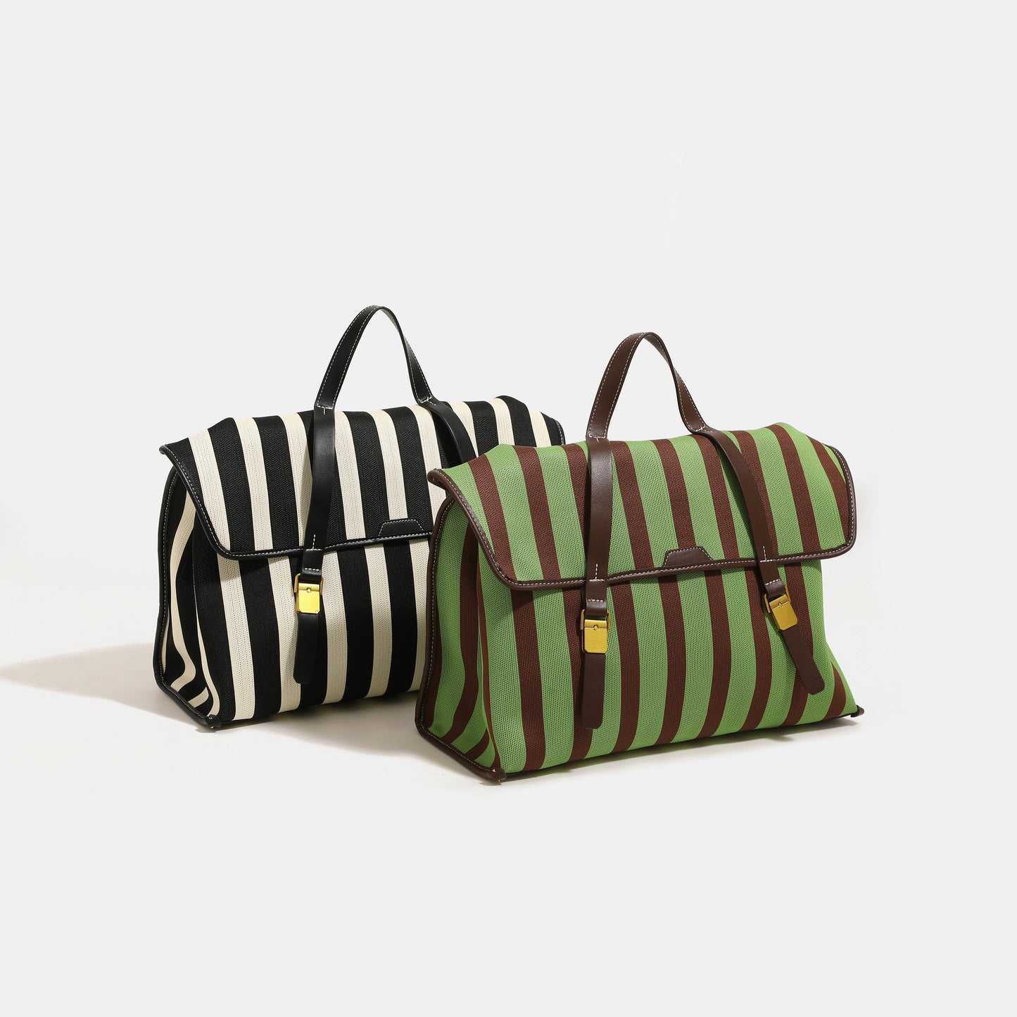 【Leah】Chic Striped Canvas Backpack & Handbag: Effortless Style for Every Occasion