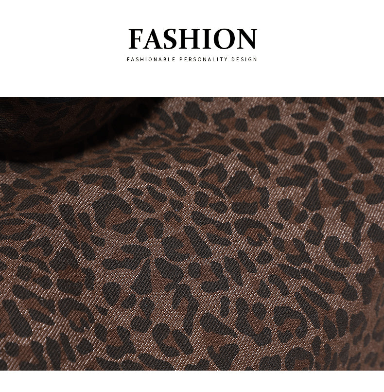 【LEAH】Large capacity leopard tote bag