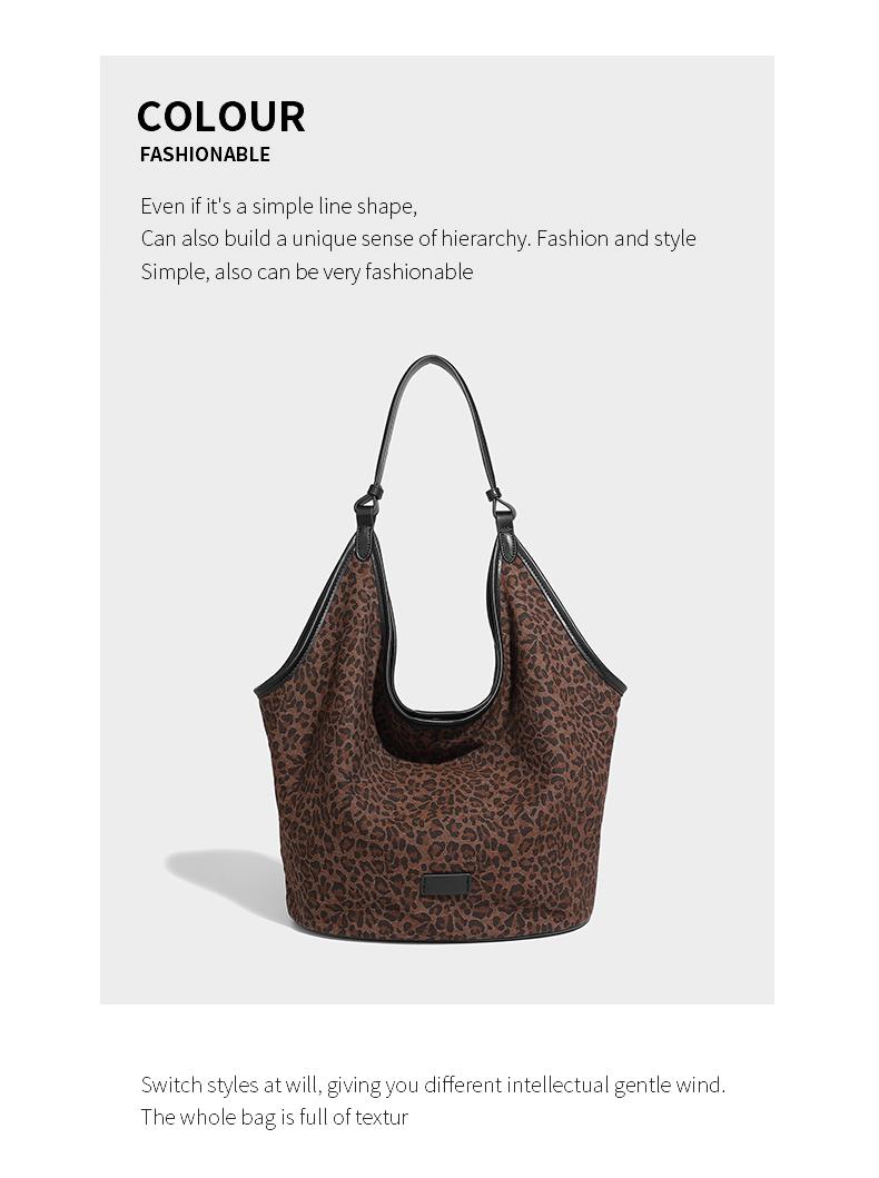 【LEAH】Large capacity leopard tote bag