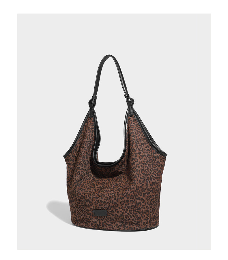 【LEAH】Large capacity leopard tote bag