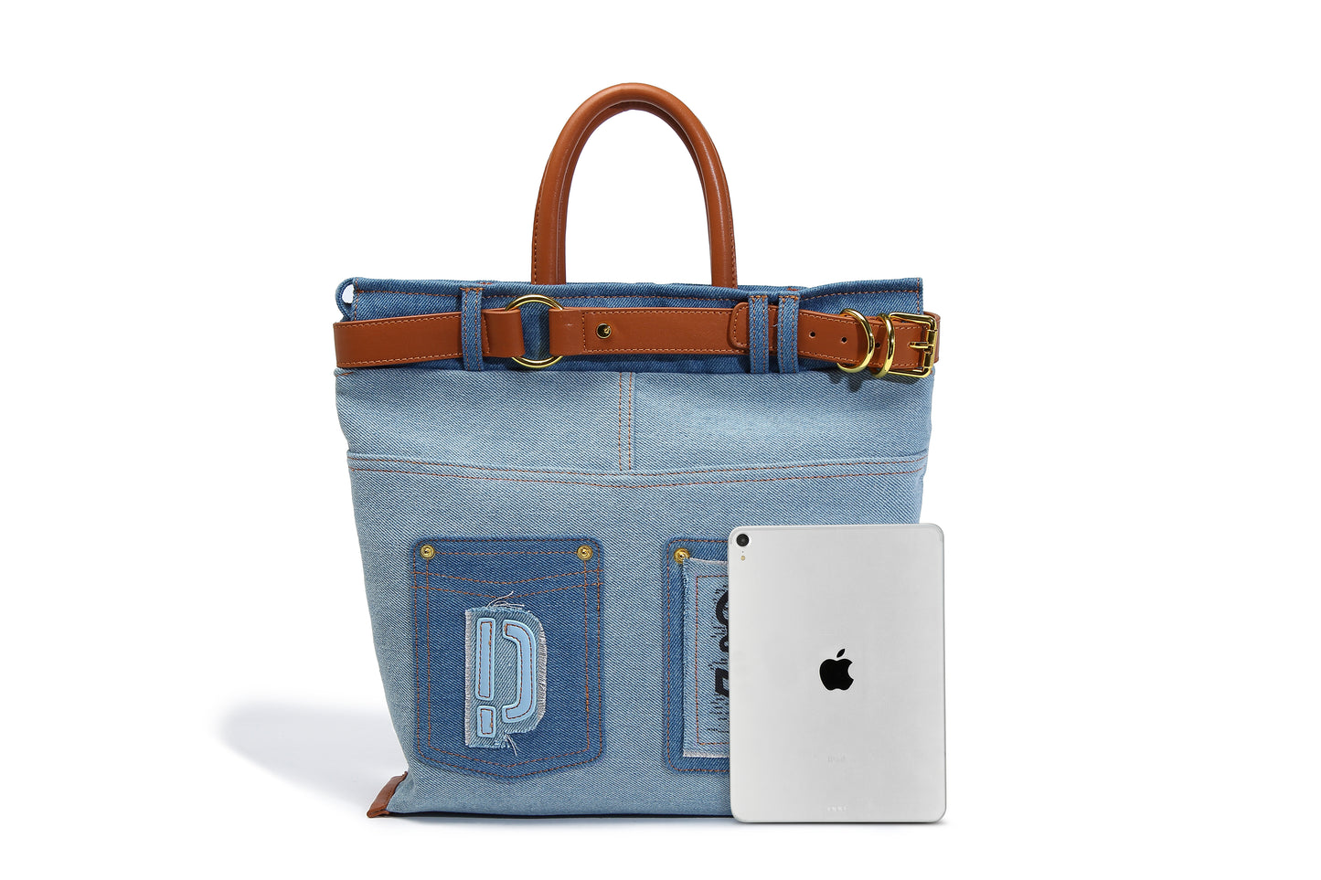 【Leah】Fashion Meets Art: Denim Graffiti Tote Bag