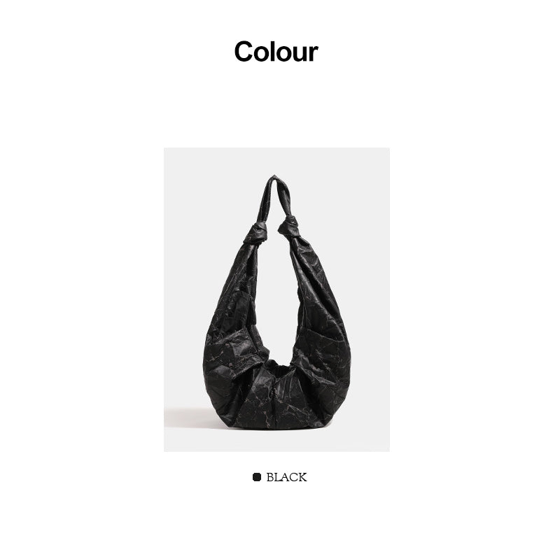 【Leah】Women's big capacity microfiber half-moon shoulder bag