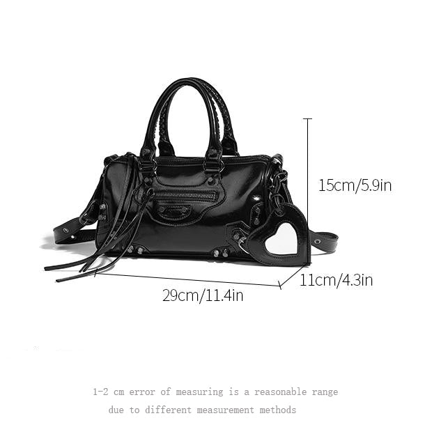 【Leah】Chic Glossy Elegance: Lacquer leather shoulder bag in Four Stunning Colors