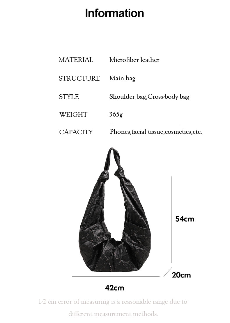 【Leah】Women's big capacity microfiber half-moon shoulder bag