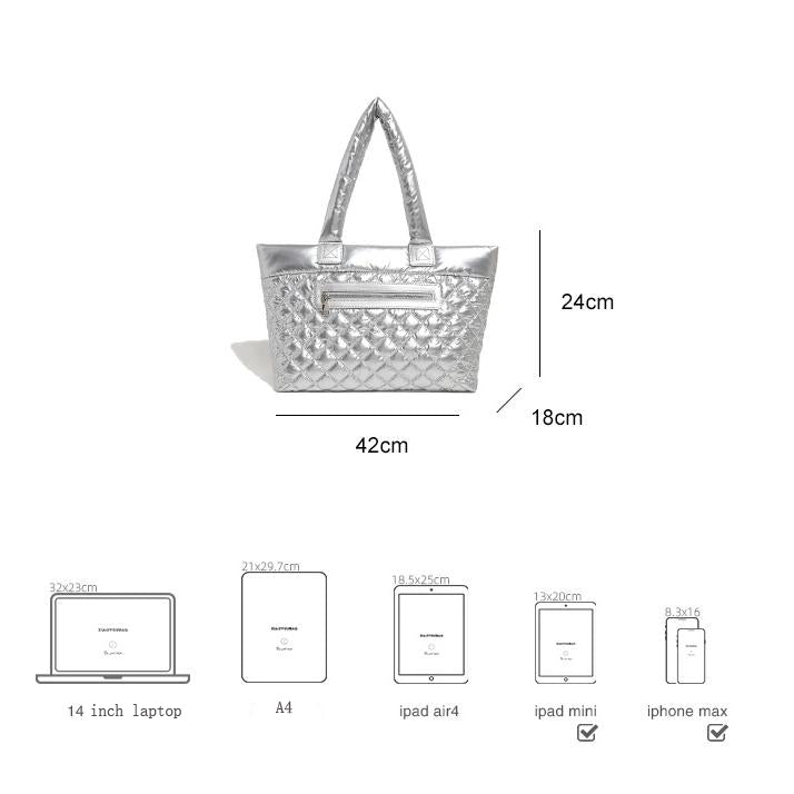 【Leah】Chic Elegance: Spacious Quilted Tote Bag in Classic Chanel Style