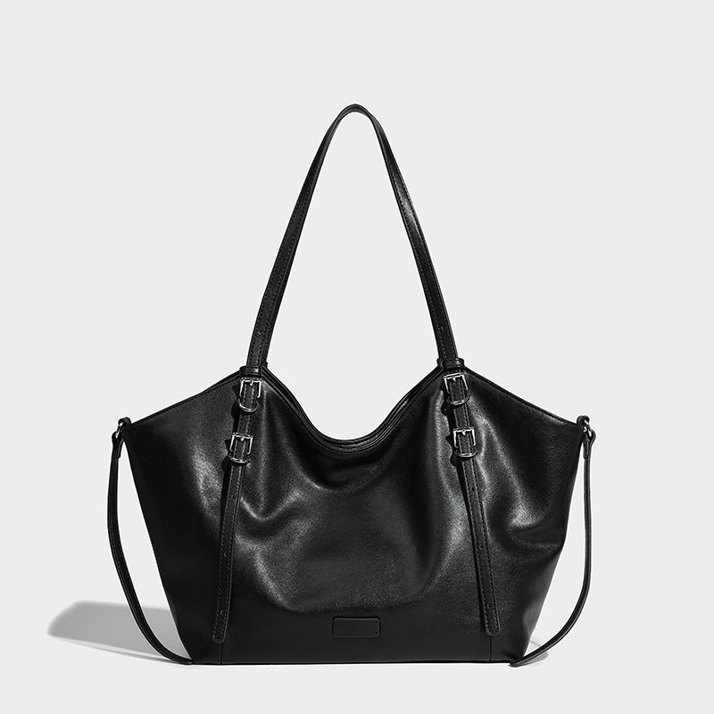 【Leah】Women's black big capacity shoulder bag