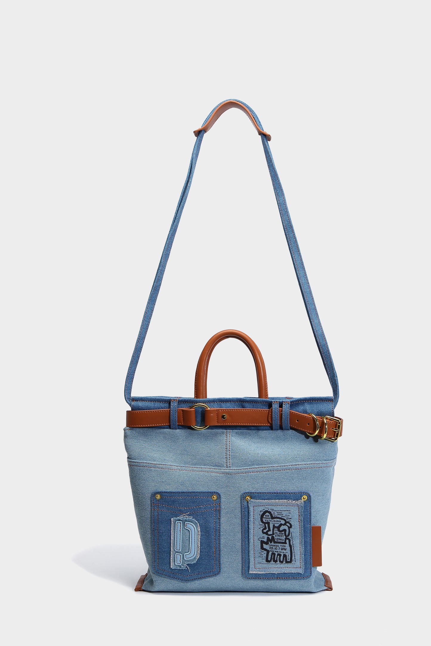 【Leah】Fashion Meets Art: Denim Graffiti Tote Bag