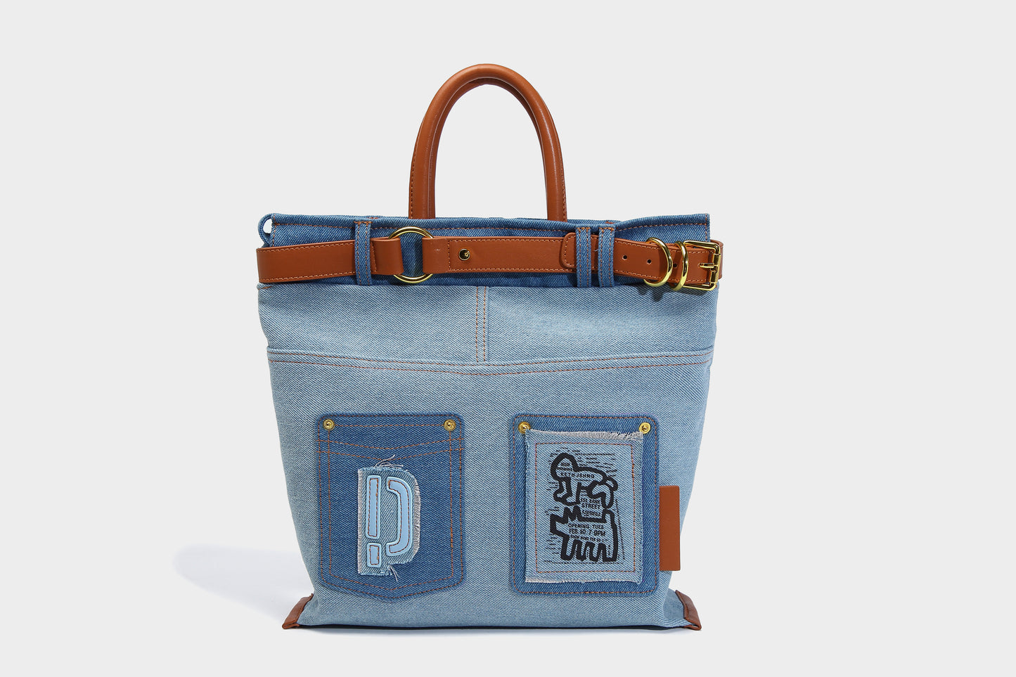 【Leah】Fashion Meets Art: Denim Graffiti Tote Bag