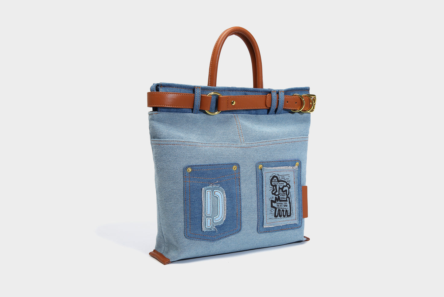 【Leah】Fashion Meets Art: Denim Graffiti Tote Bag