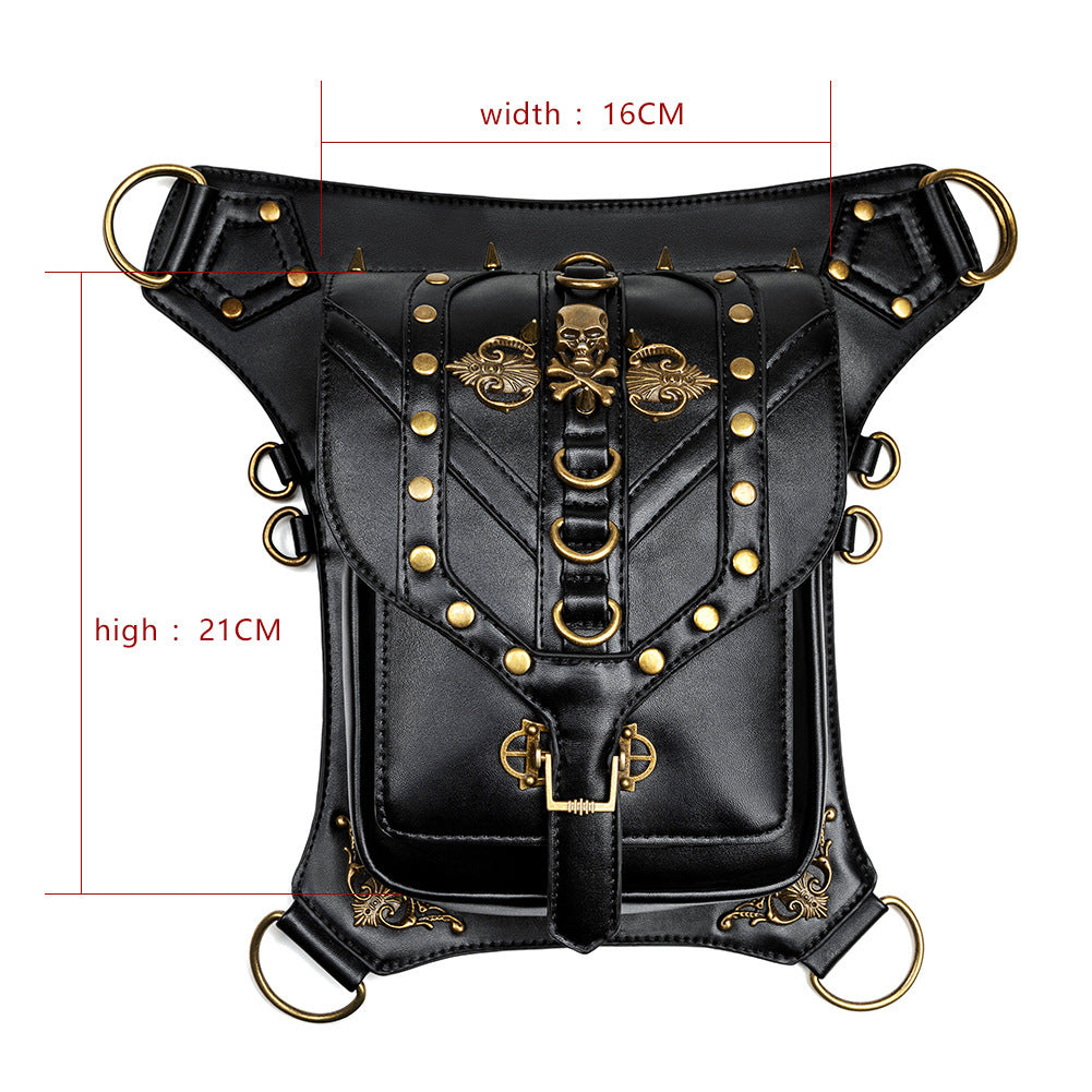 【Leah】Black Skull Print Waist Bag