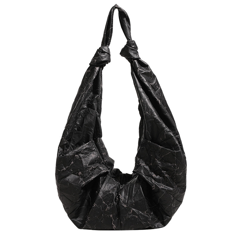 【Leah】Women's big capacity microfiber half-moon shoulder bag