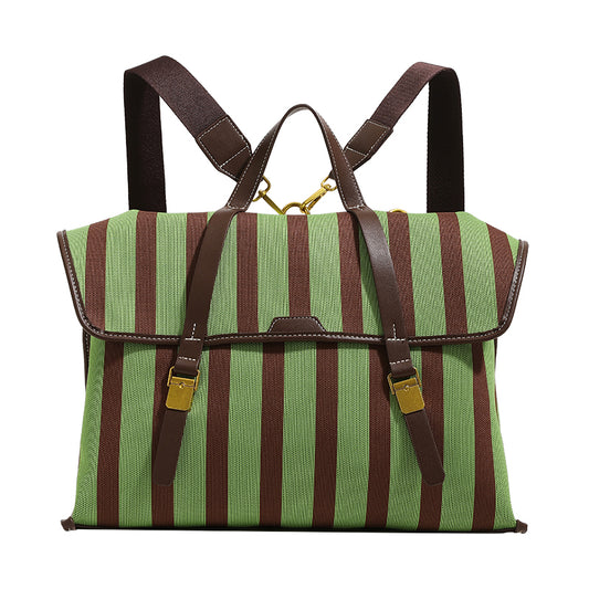 【Leah】Chic Striped Canvas Backpack & Handbag: Effortless Style for Every Occasion